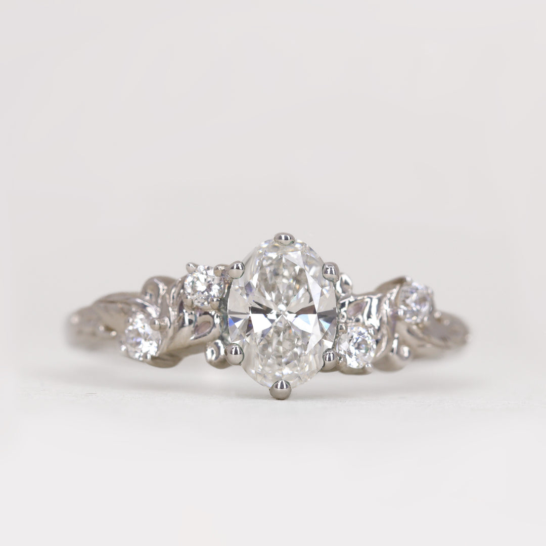 Laurel - Oval Cut Floral Engagement Ring Setting