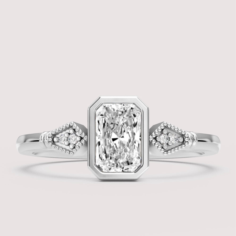 Lola - Radiant Cut Bezel Set Art Deco Engagement Ring Setting