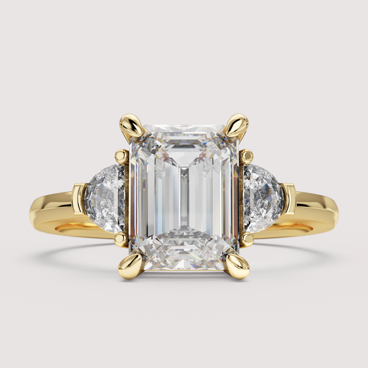 Luna - Emerald Cut and Half Moon Trilogy Engagement Ring Setting