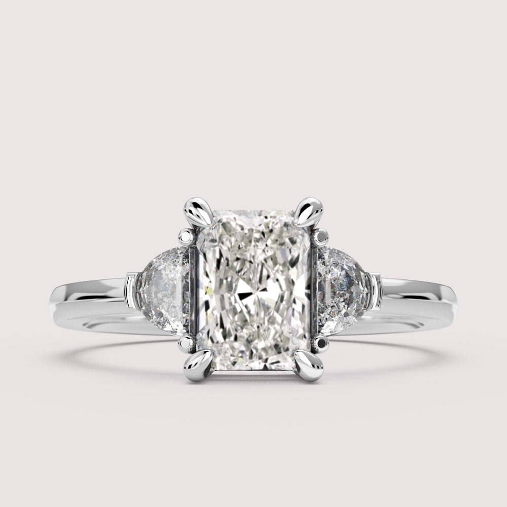 Luna - Radiant Cut and Half Moon Trilogy Engagement Ring Setting