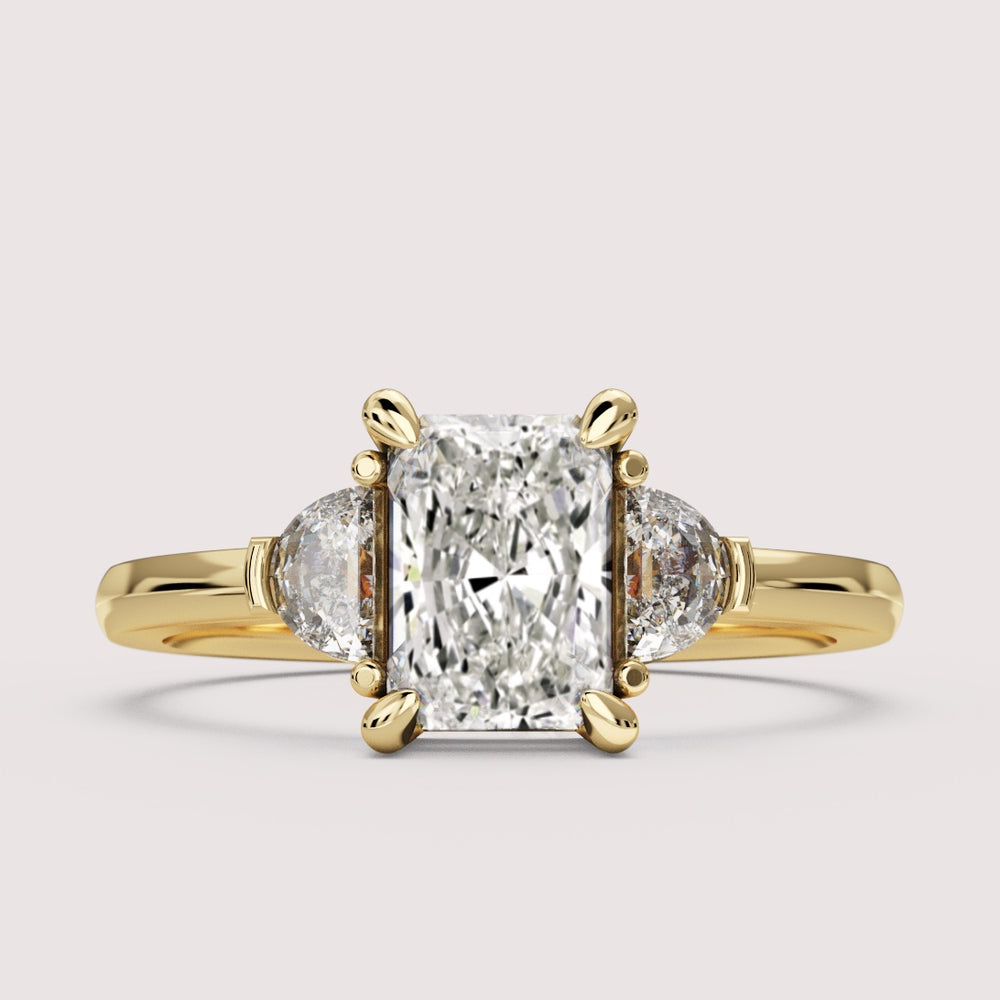 Luna - Radiant Cut and Half Moon Trilogy Engagement Ring Setting