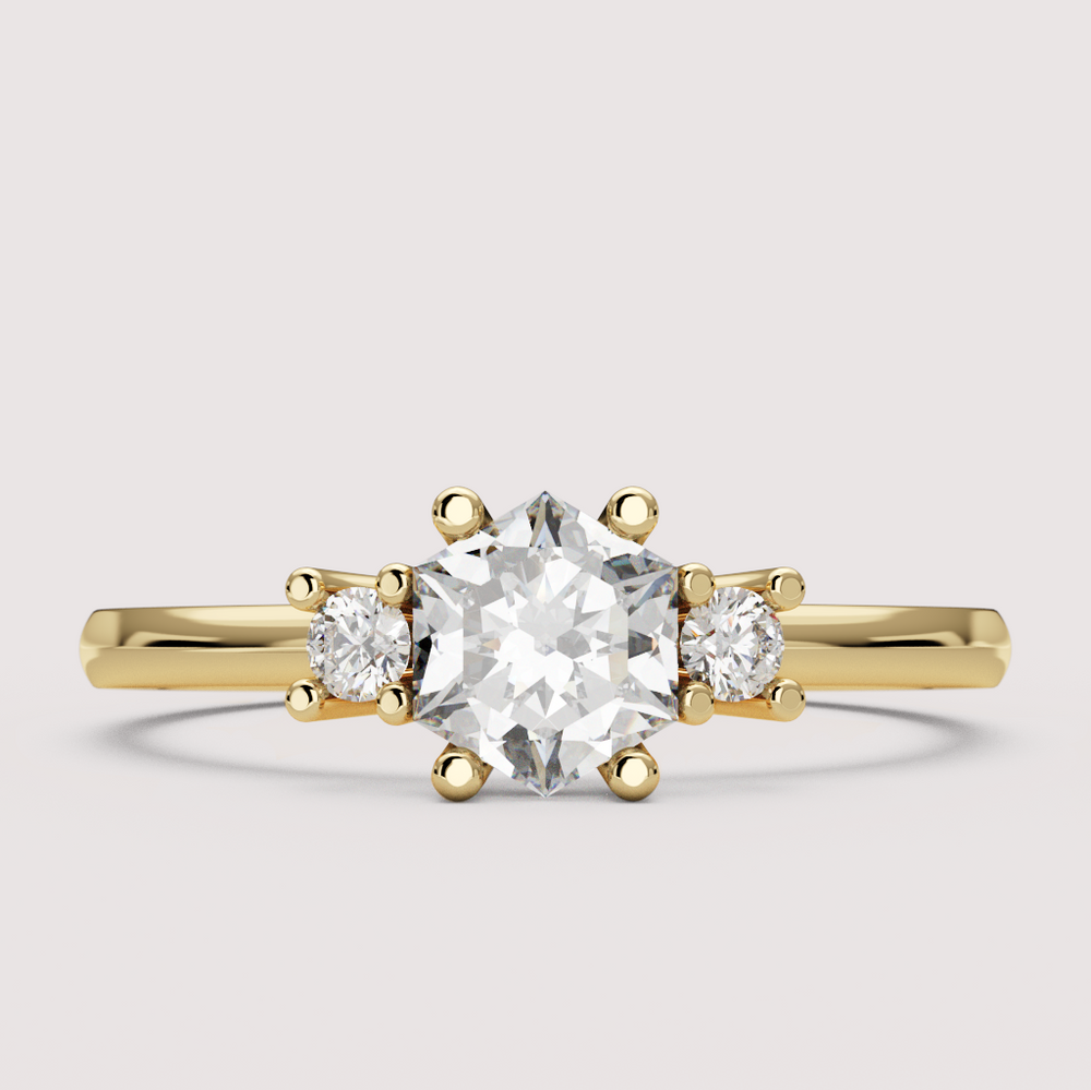 Millie - Hexagon Cut Classic Trilogy Engagement Ring Setting
