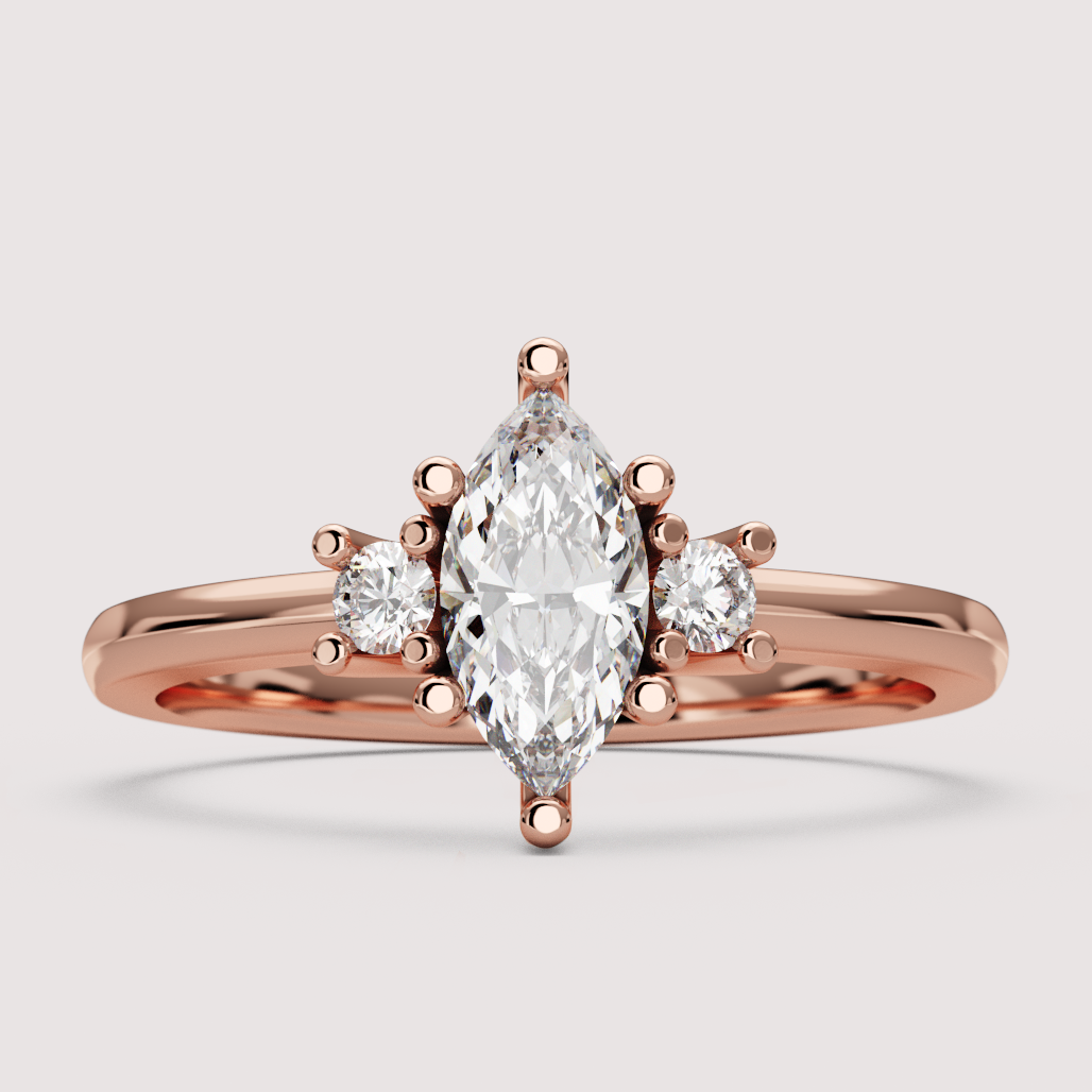 Millie - Marquise Cut Classic Trilogy Engagement Ring Setting