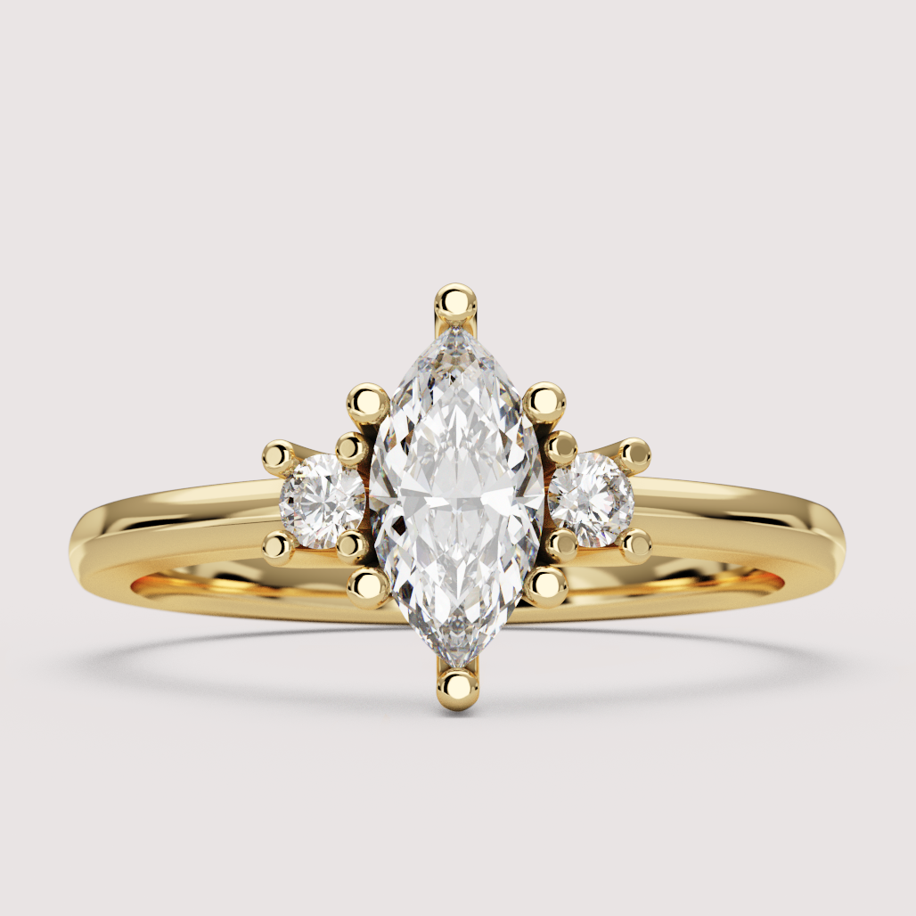 Millie - Marquise Cut Classic Trilogy Engagement Ring Setting
