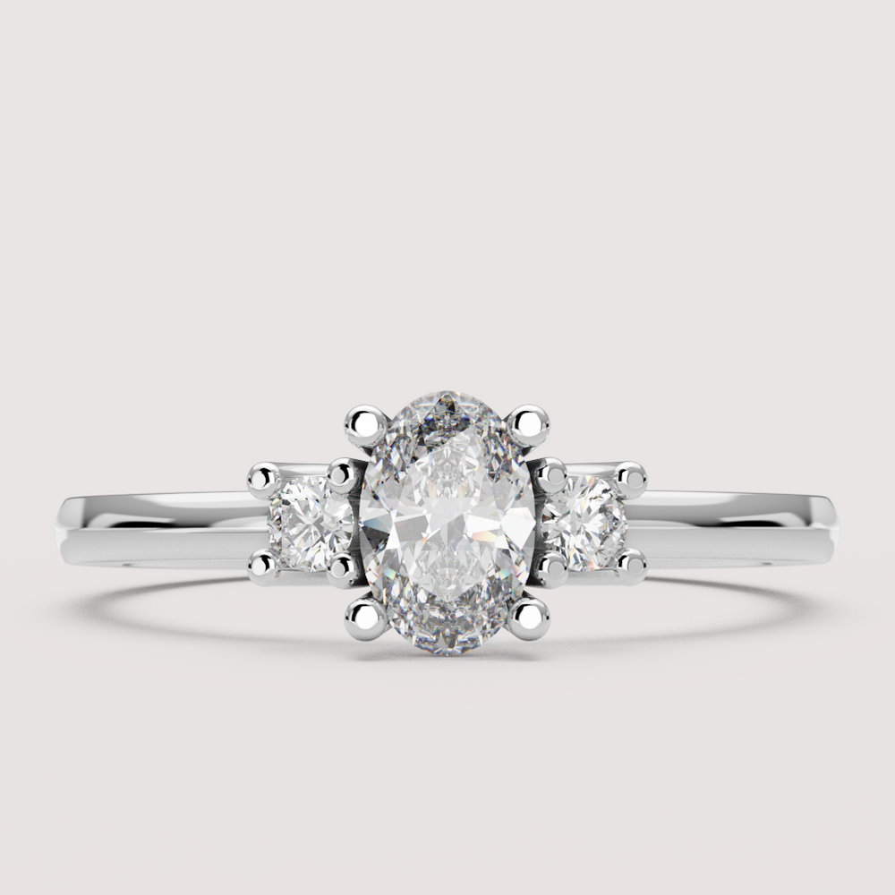 Millie - Oval Cut Classic Trilogy Engagement Ring Setting