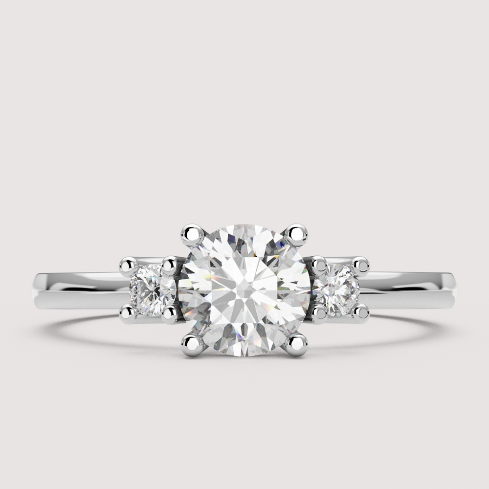 Millie - Round Brilliant Cut Classic Trilogy Engagement Ring Setting