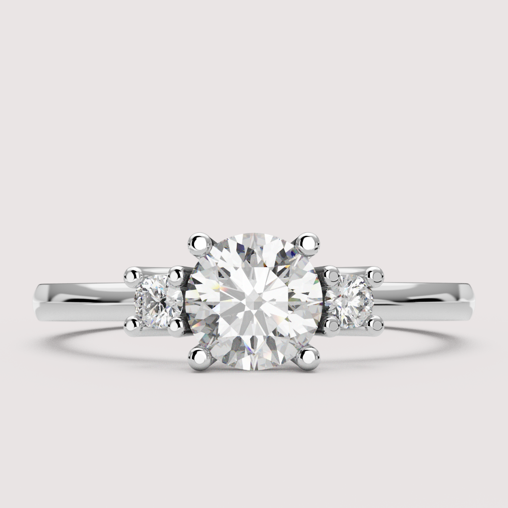 Millie - Round Brilliant Cut Classic Trilogy Engagement Ring Setting