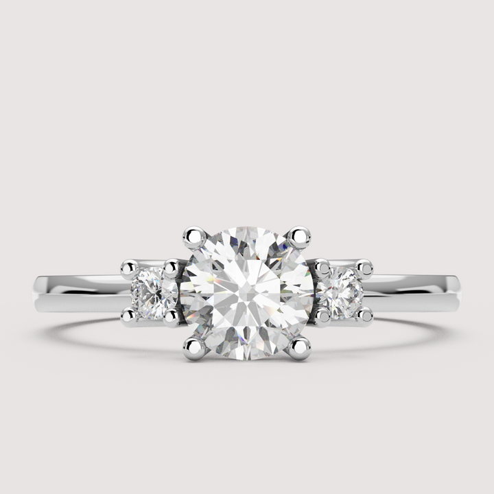 Millie - Round Brilliant Cut Classic Trilogy Engagement Ring Setting