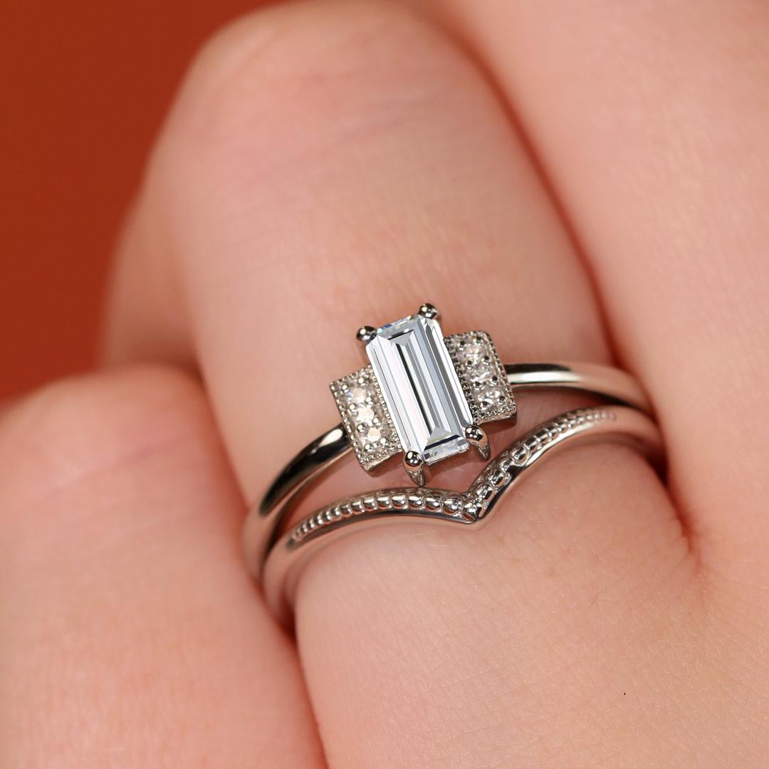 Marina - Baguette Cut Lab Grown Diamond Art Deco Engagement Ring Engagement Rings - Price On Application