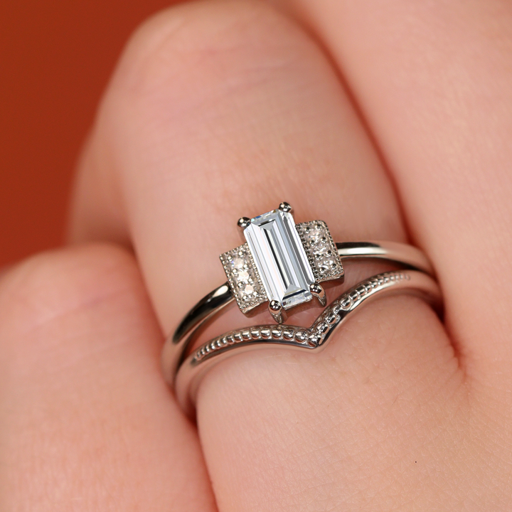 Marina - Baguette Cut Lab Grown Diamond Art Deco Engagement Ring Engagement Rings - Price On Application