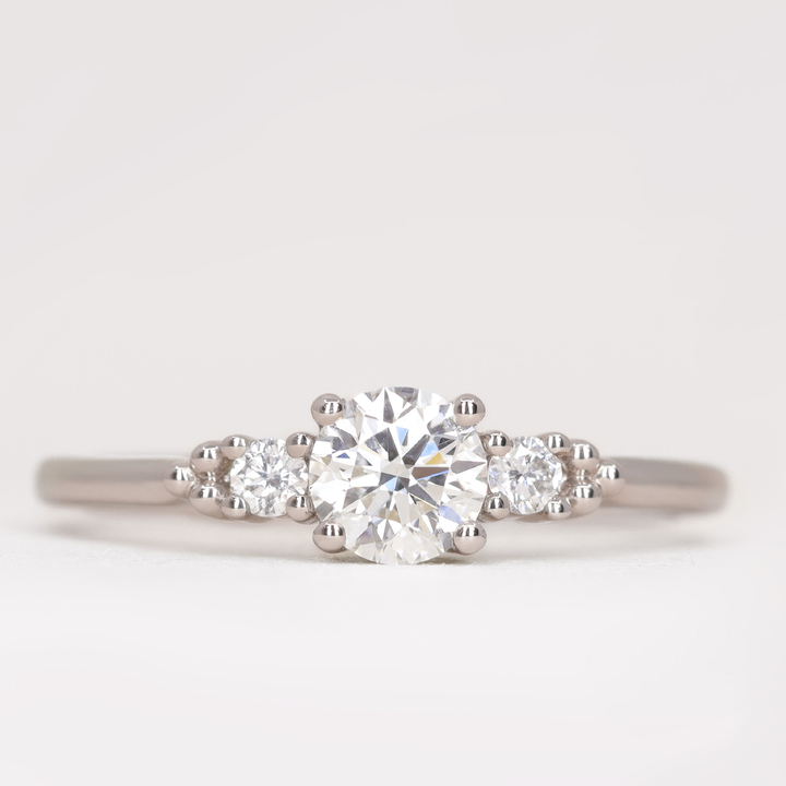 Natalia - Round Brilliant Cut Lab Grown Diamond Trilogy Engagement Ring Engagement Rings - Made-to-Order
