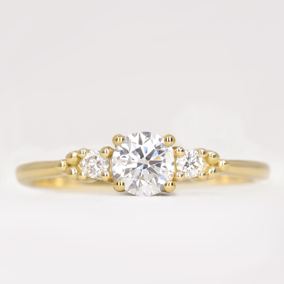 Natalia - Round Brilliant Cut Lab Grown Diamond Trilogy Engagement Ring Engagement Rings - Made-to-Order