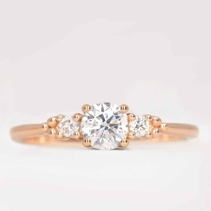 Natalia - Round Brilliant Cut Lab Grown Diamond Trilogy Engagement Ring Engagement Rings - Made-to-Order