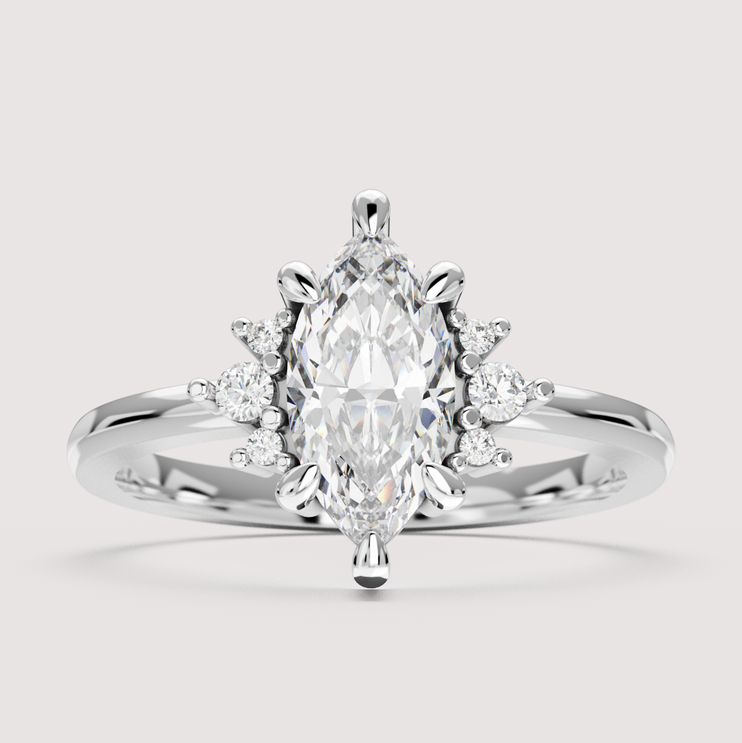 Persie - Marquise Cut Floral Cluster Engagement Ring Setting