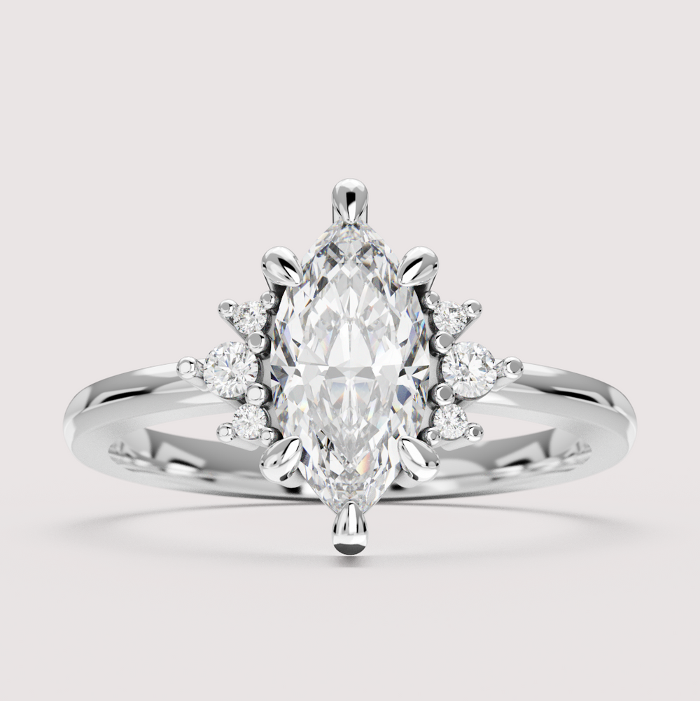 Persie - Marquise Cut Floral Cluster Engagement Ring Setting