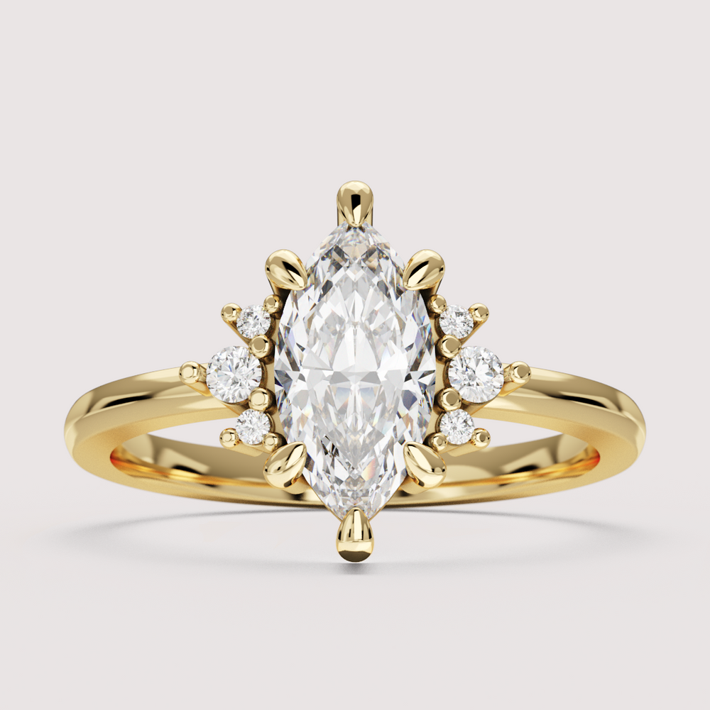 Persie - Marquise Cut Floral Cluster Engagement Ring Setting