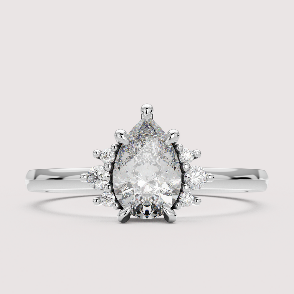 Persie - Pear Cut Floral Cluster Engagement Ring Setting
