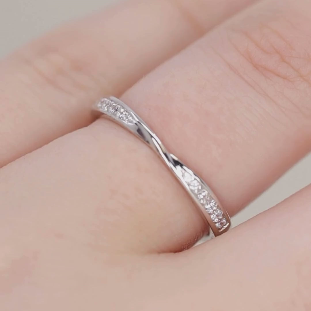 Valerie - Diamond Set Ribbon Twist Wedding Ring - Made to Order Wedding Rings - Made-to-Order