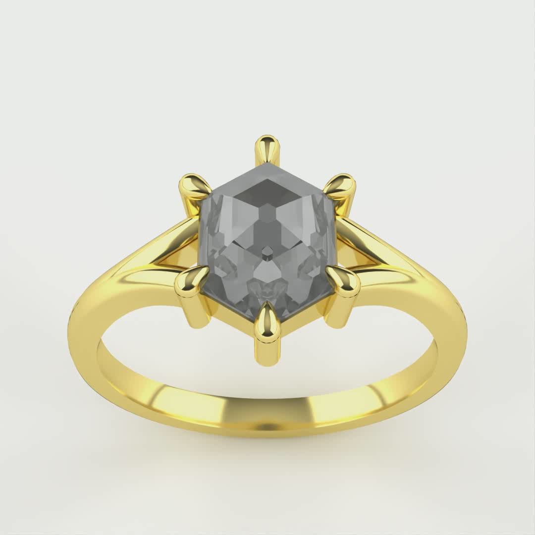 Niamh - Salt & Pepper Diamond Solitaire Ring Engagement Rings - Price On Application