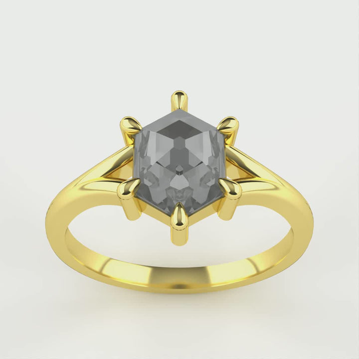 Niamh - Salt & Pepper Diamond Solitaire Ring Engagement Rings - Price On Application