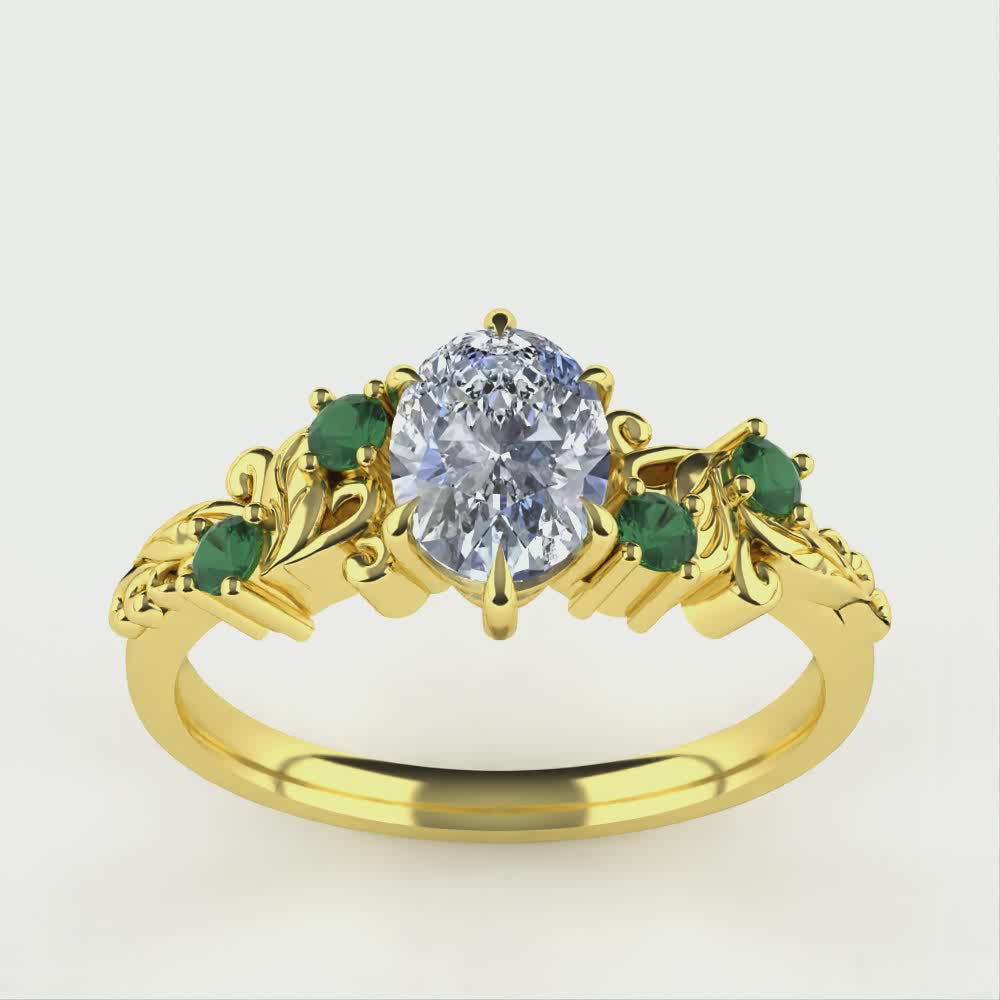 Laurel - Oval Lab Grown Diamond Leaf/Vine Detail Engagement Ring Engagement Rings - Made-to-Order