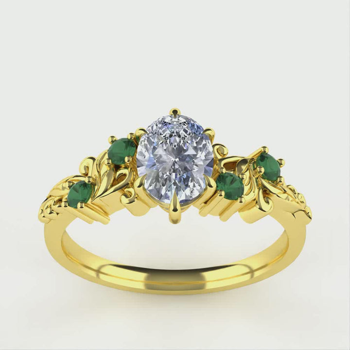Laurel - Oval Lab Grown Diamond Leaf/Vine Detail Engagement Ring Engagement Rings - Made-to-Order