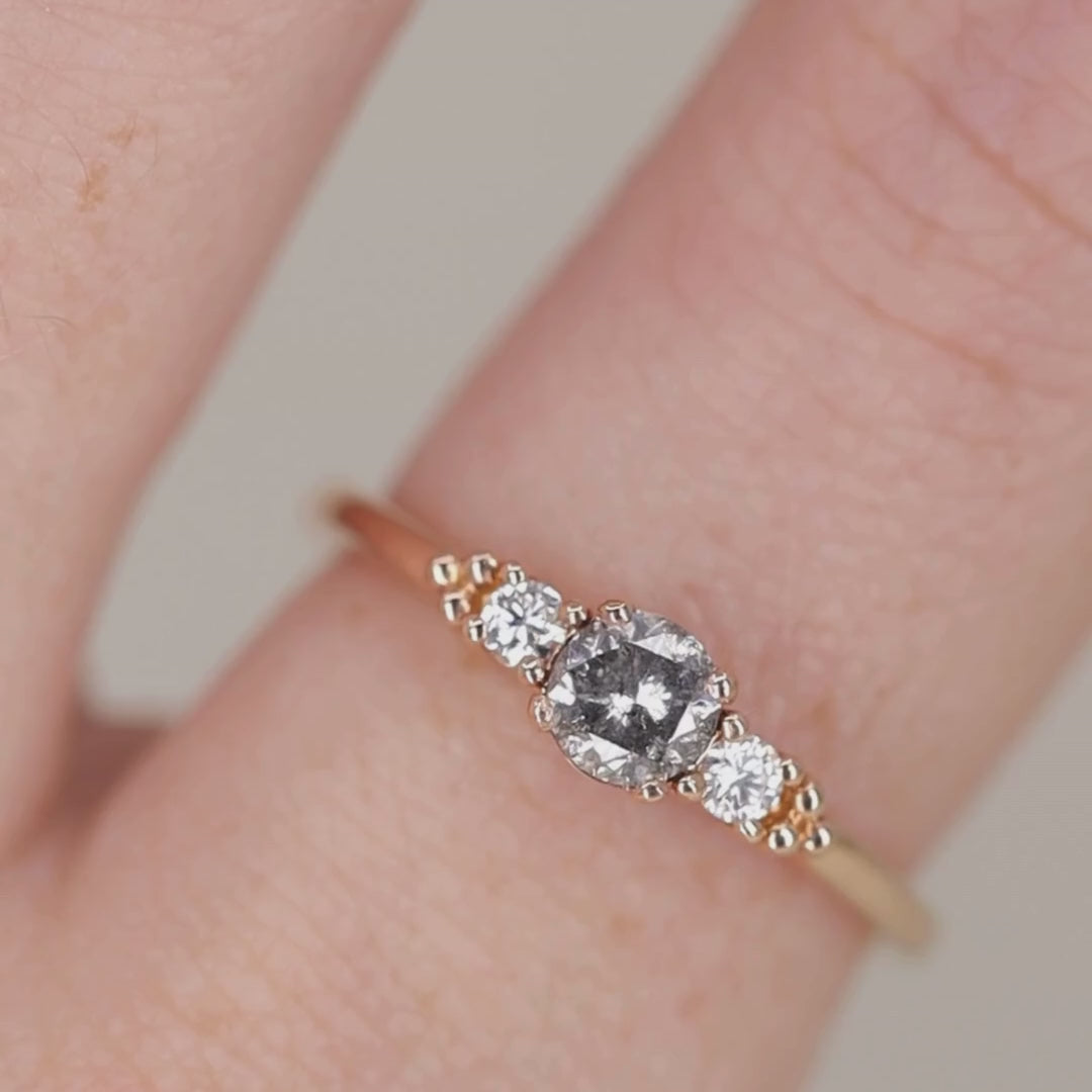 Natalia - Salt & Pepper Diamond Trilogy Ring - Ready-to-Set Engagement Rings - Ready-to-Ship