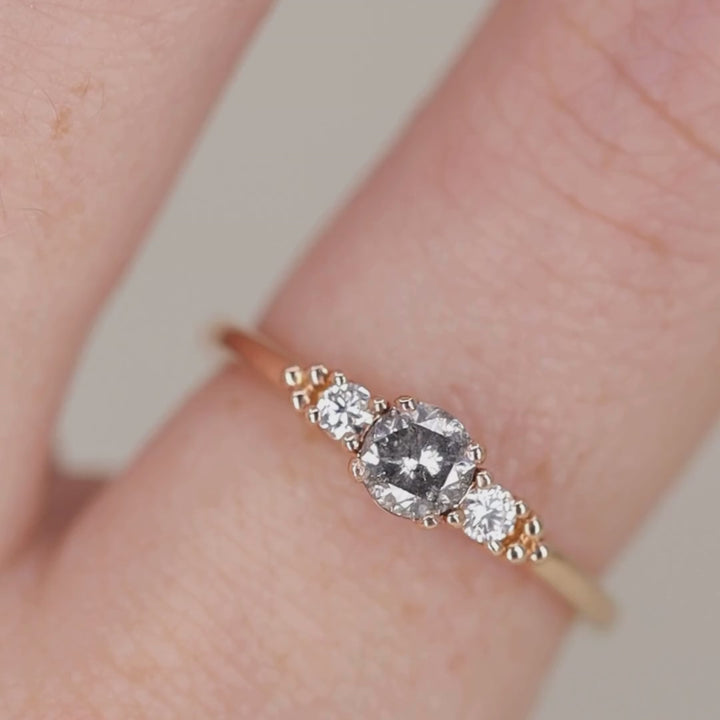 Natalia - Salt & Pepper Diamond Trilogy Ring - Ready-to-Set Engagement Rings - Ready-to-Ship