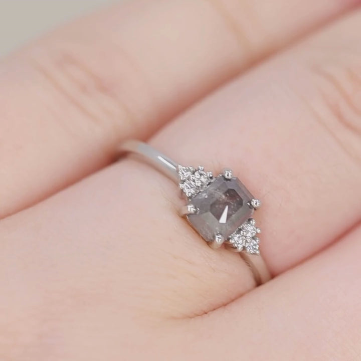 Henrietta - Salt & Pepper Diamond Cluster Ring - Ready-to-Wear Engagement Rings - Ready-to-Ship