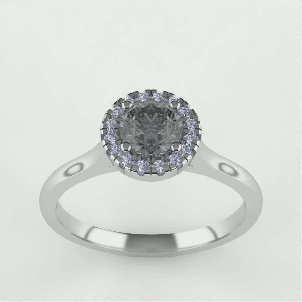 April - Salt & Pepper Diamond Halo Ring - Ready-to-Wear Engagement Rings - Ready-to-Ship