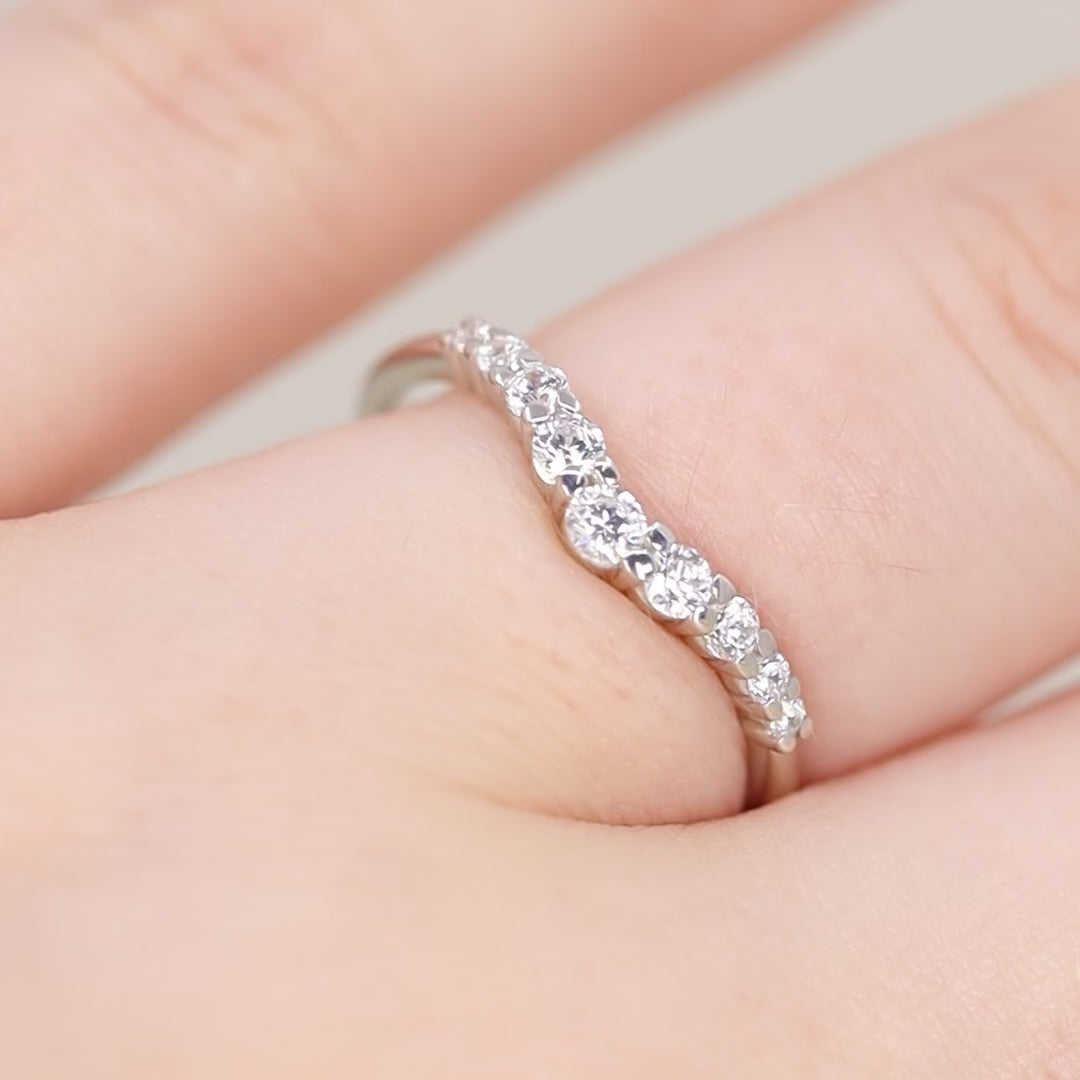 Bridal Set - Caitlin & Cleo - Round Lab Grown Diamond Five Stone Engagement Ring and Graduating Shaped Wedding Ring Bridal Sets