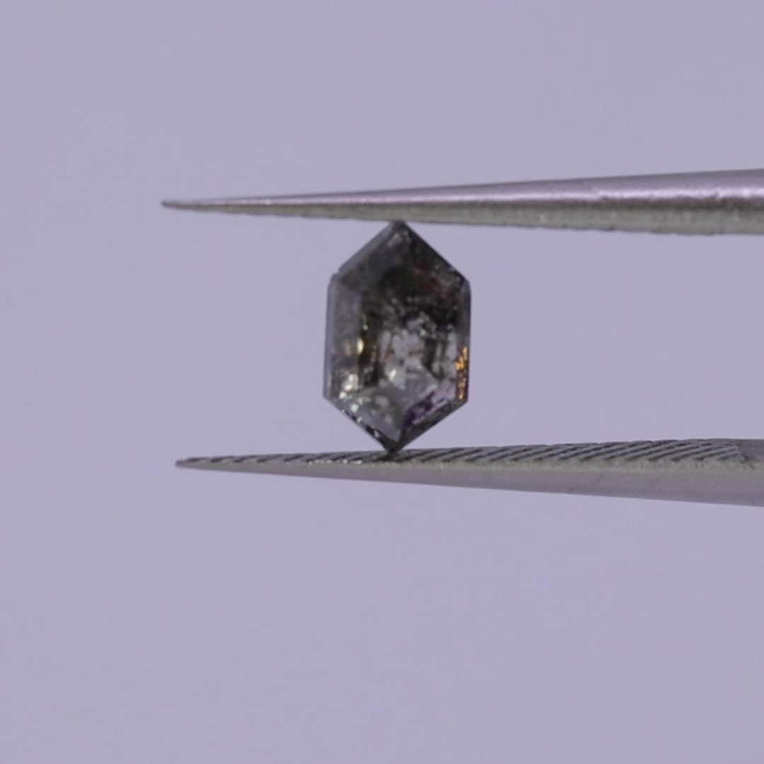 Salt and pepper diamond | 0.66ct elongated hexagon cut Loose Gemstone
