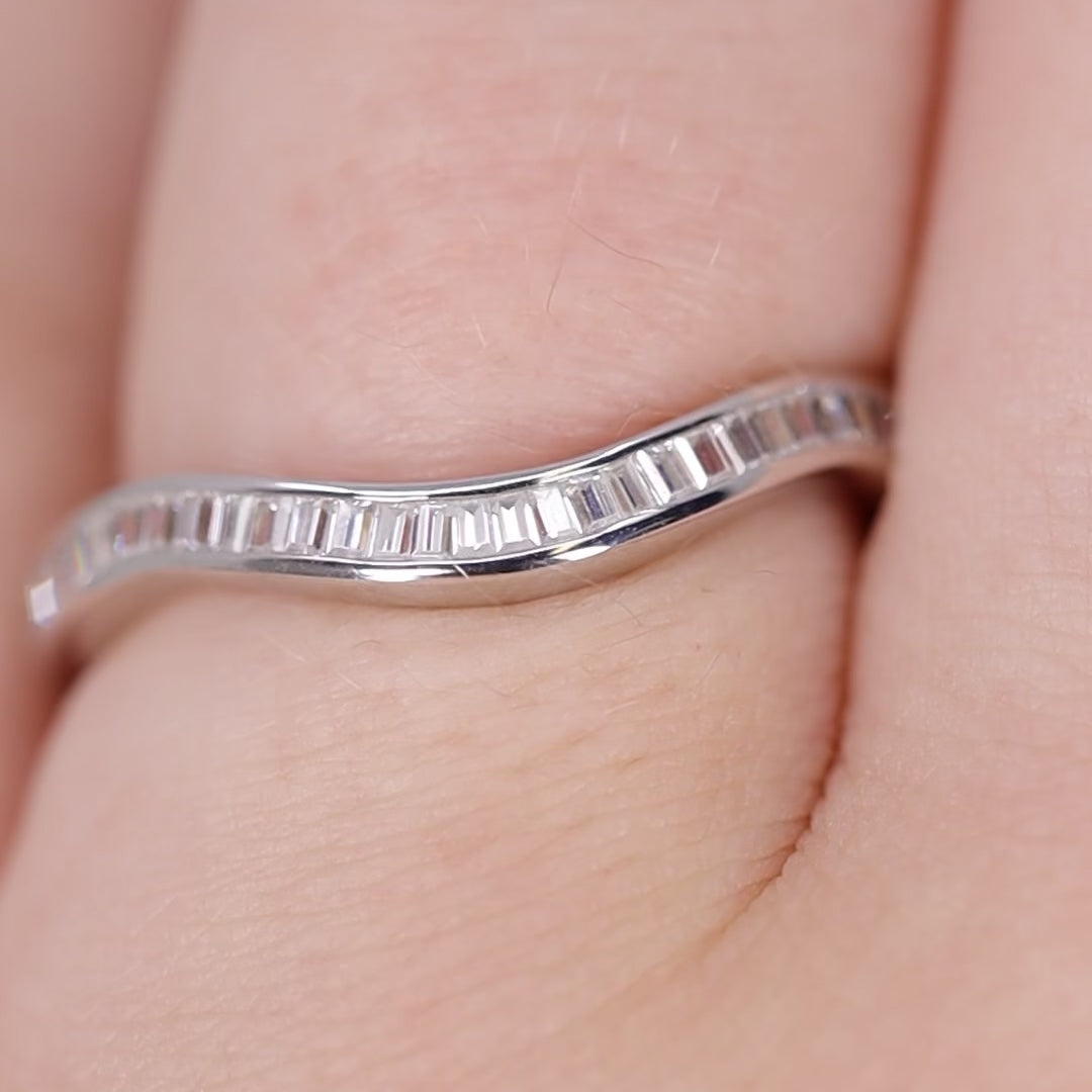 Thea - Channel Set Baguette Diamond Half Eternity Shaped Wedding Ring - Made-to-Order Wedding Rings - Made-to-Order