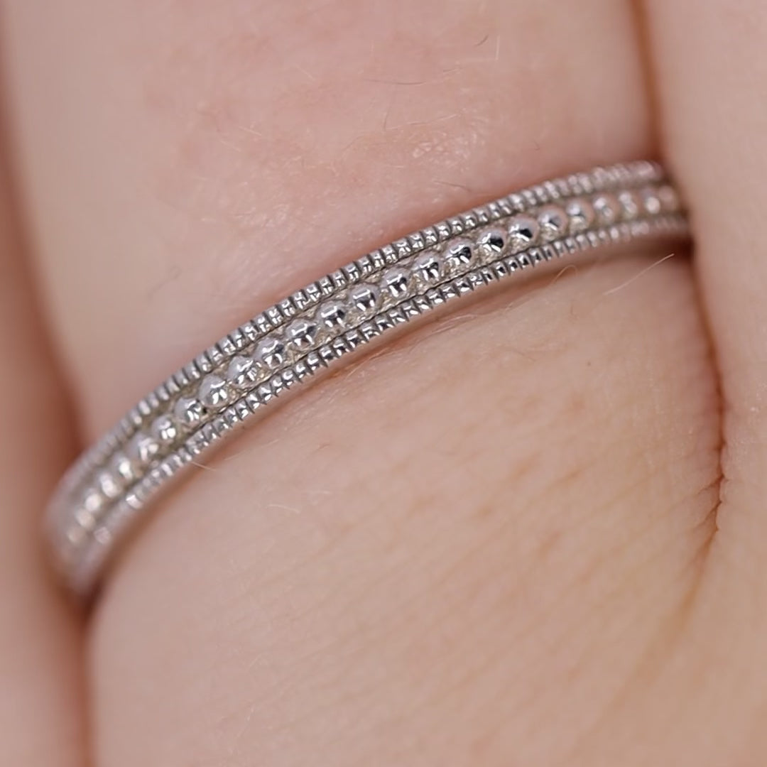 Quinn - Vintage Style Beaded Full or Half Eternity Style Wedding Ring - Made-to-Order Wedding Rings - Made-to-Order