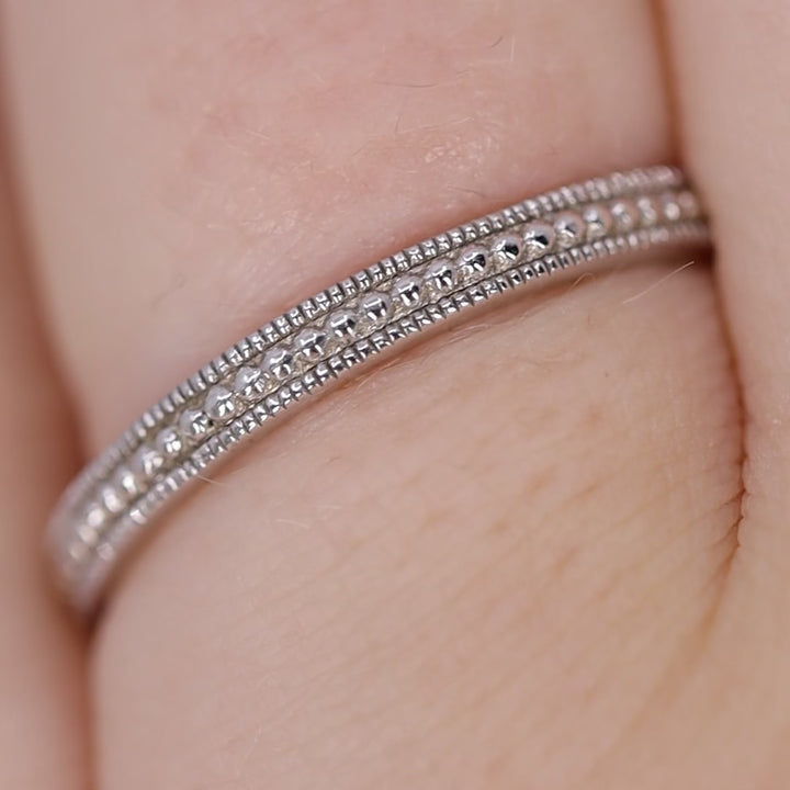 Quinn - Vintage Style Beaded Full or Half Eternity Style Wedding Ring - Made-to-Order Wedding Rings - Made-to-Order