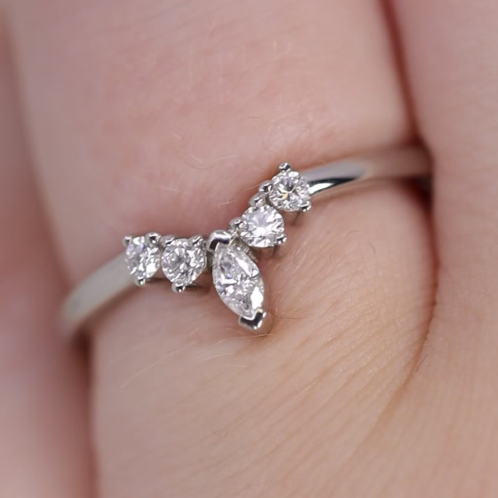 Winnie - Marquise Petite Tiara Style Diamond Wedding Ring - Made-To-Order Wedding Rings - Made-to-Order