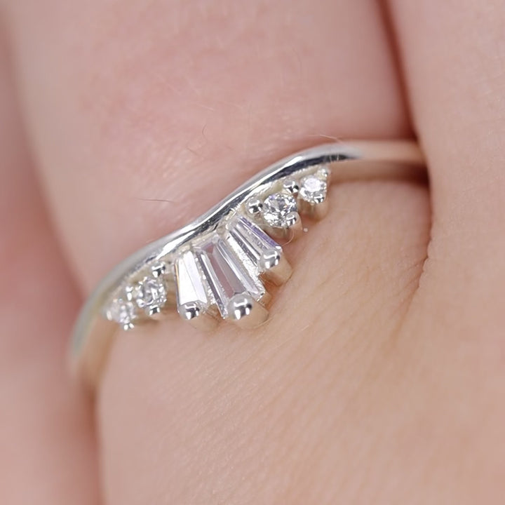 Diana - Tapered Baguette and Round Diamond Set Tiara Wedding Ring - Made-to-Order Wedding Rings - Made-to-Order