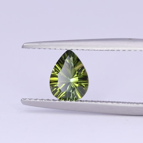 1.06ct Pear Cut Green Optix Concave Tourmaline Loose Gemstones
