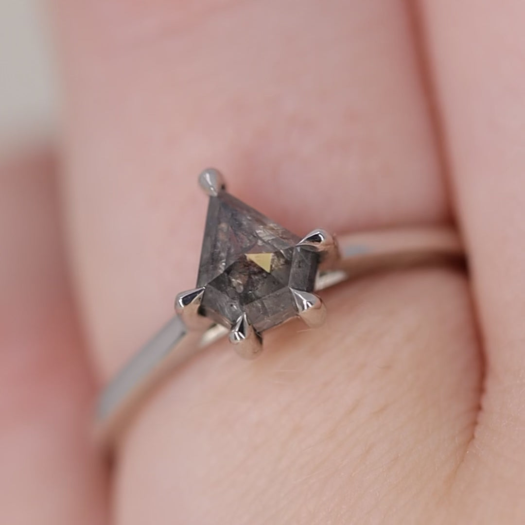 Avery - Shield Cut Salt and Pepper Diamond Solitaire Engagement Ring Engagement Rings - Price On Application