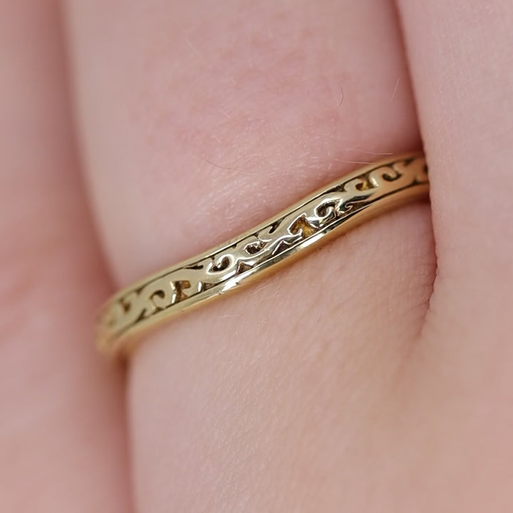Martha - Floral Pattern Shaped Wedding Ring - Made-to-Order Wedding Rings - Made-to-Order