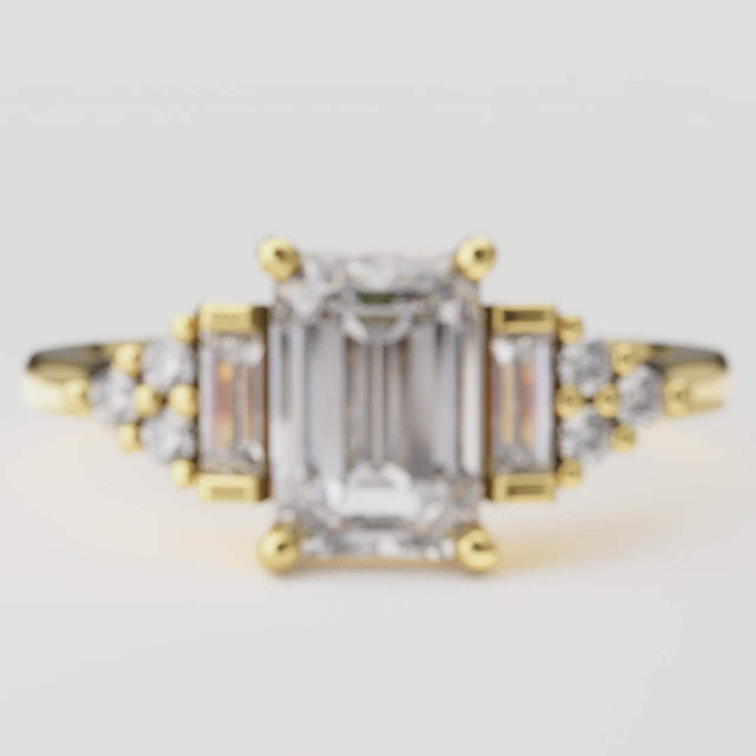 Arden - Emerald Cut Art Deco Engagement Ring Setting