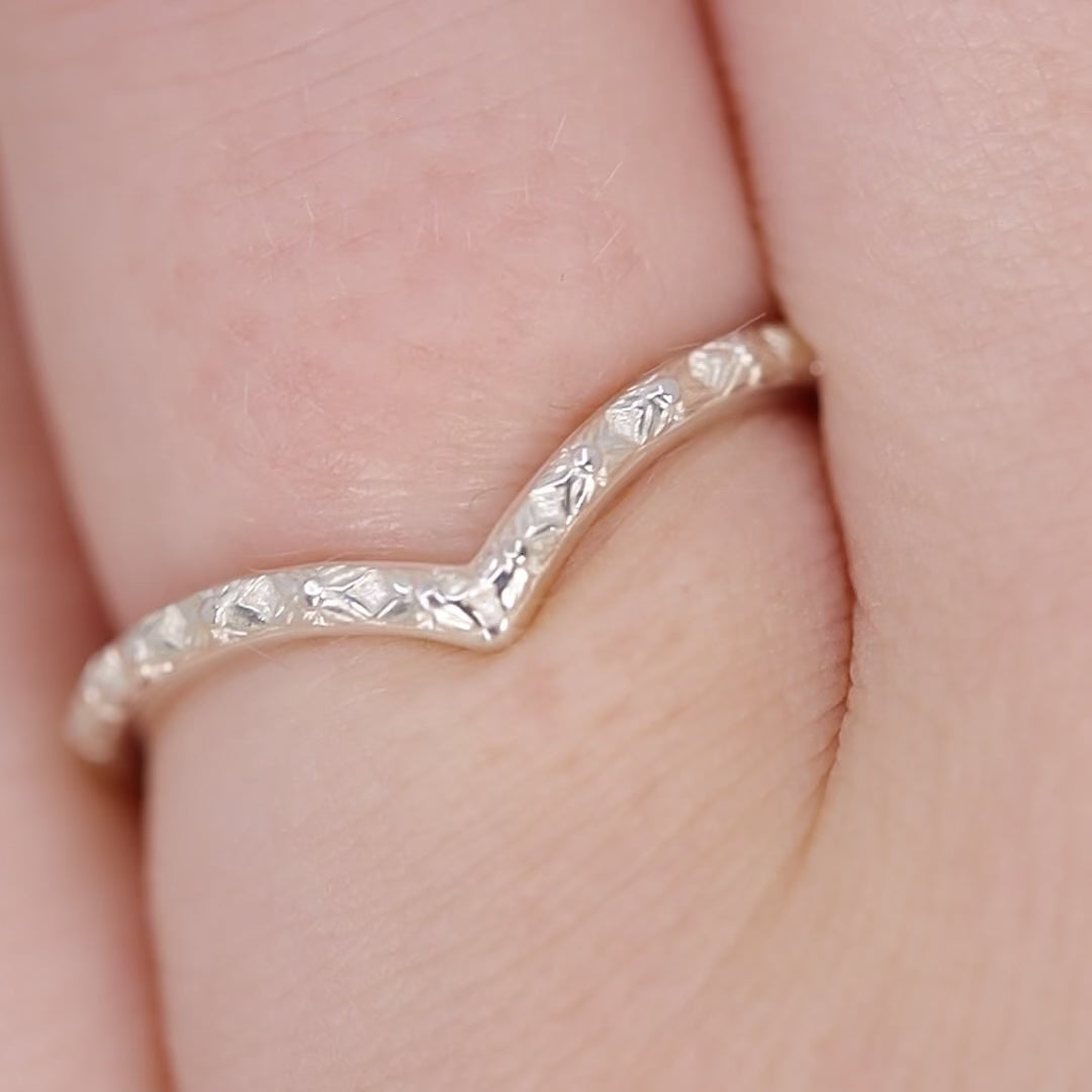 Flora - Floral Pattern Wishbone Wedding Ring - Made-to-Order Wedding Rings - Made-to-Order