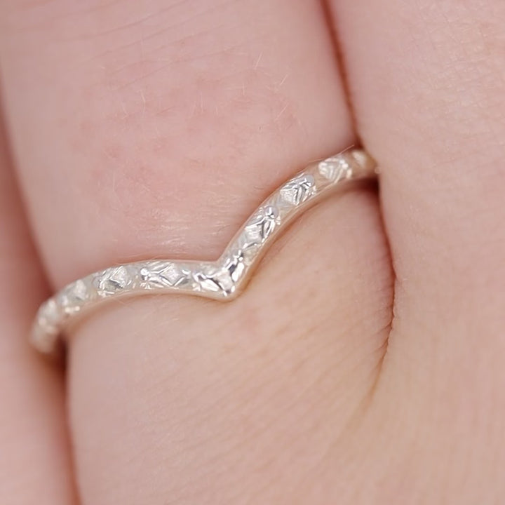 Flora - Floral Pattern Wishbone Wedding Ring - Made-to-Order Wedding Rings - Made-to-Order