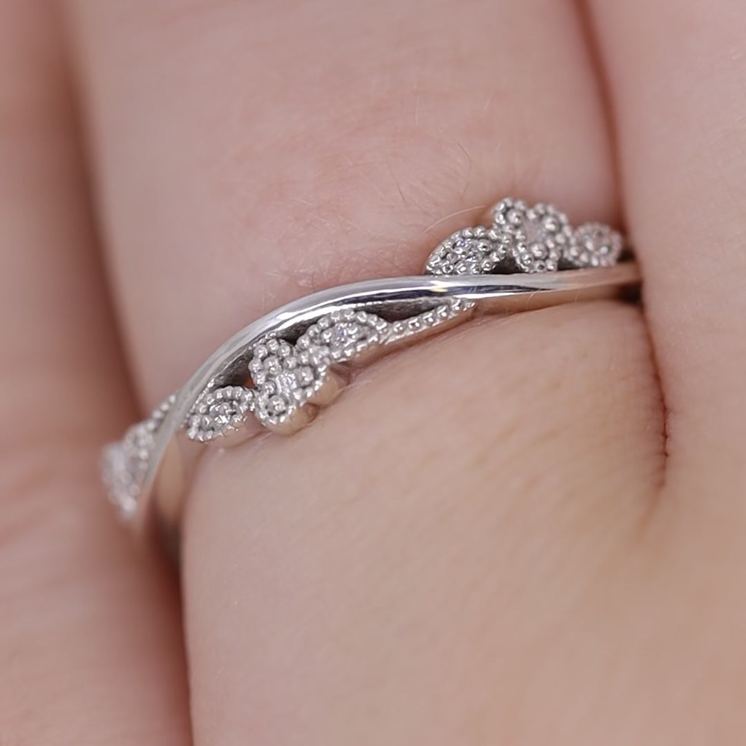 Evie - Floral Lab Grown Diamond Set Vine Half or Full Eternity Wedding Ring - Made-To-Order Wedding Rings - Made-to-Order