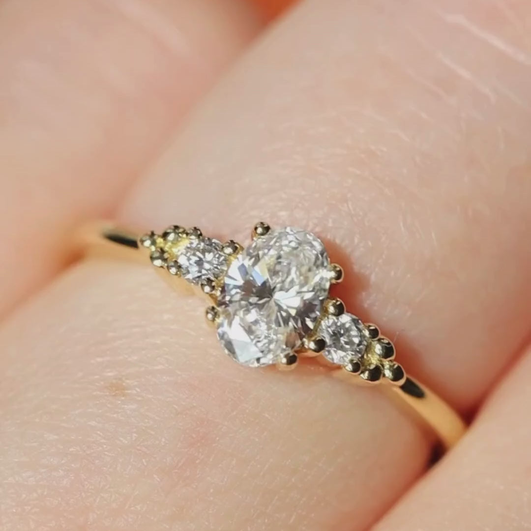 Natalia - Oval Lab Grown Diamond Trilogy Engagement Ring Engagement Rings - Made-to-Order