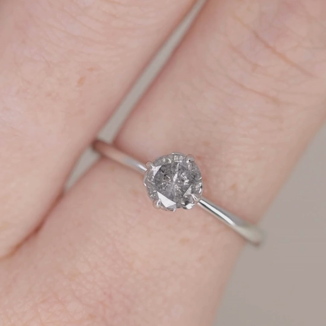 Rose - Salt & Pepper Diamond Floral Solitaire Ring - Ready-To-Set Engagement Rings - Ready-to-Ship