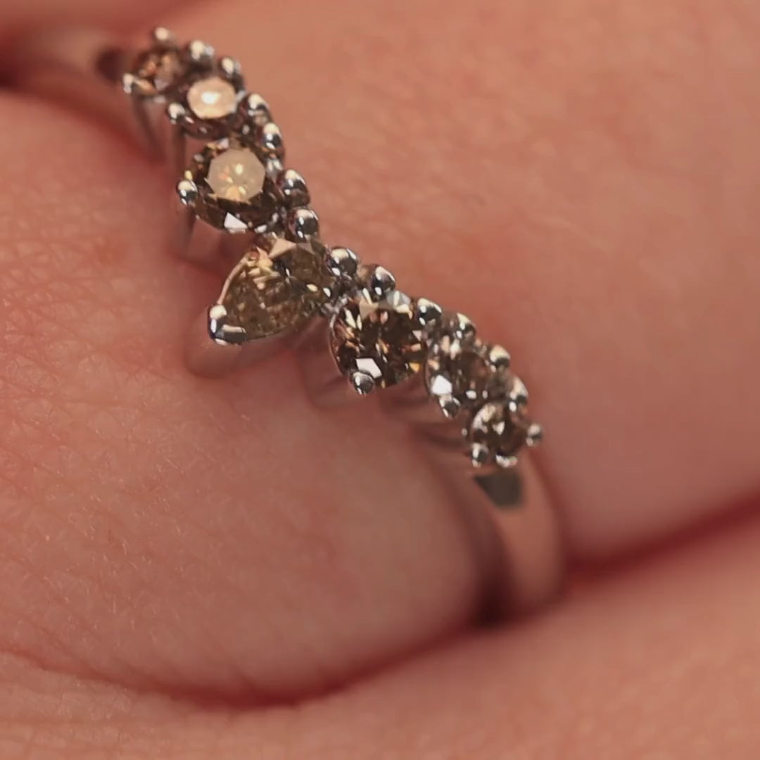 Emma - Champagne Diamond Tiara Wedding Ring - Made-To-Order Wedding Rings - Made-to-Order