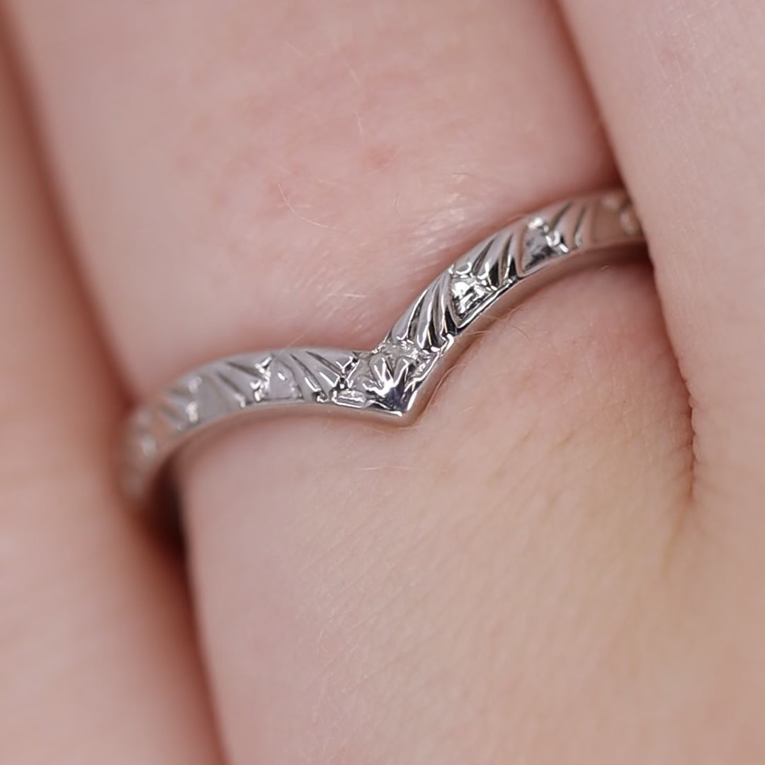 Madison - Art Deco Inspired Fan Design Wishbone Wedding Ring - Made-to-Order Wedding Rings - Made-to-Order