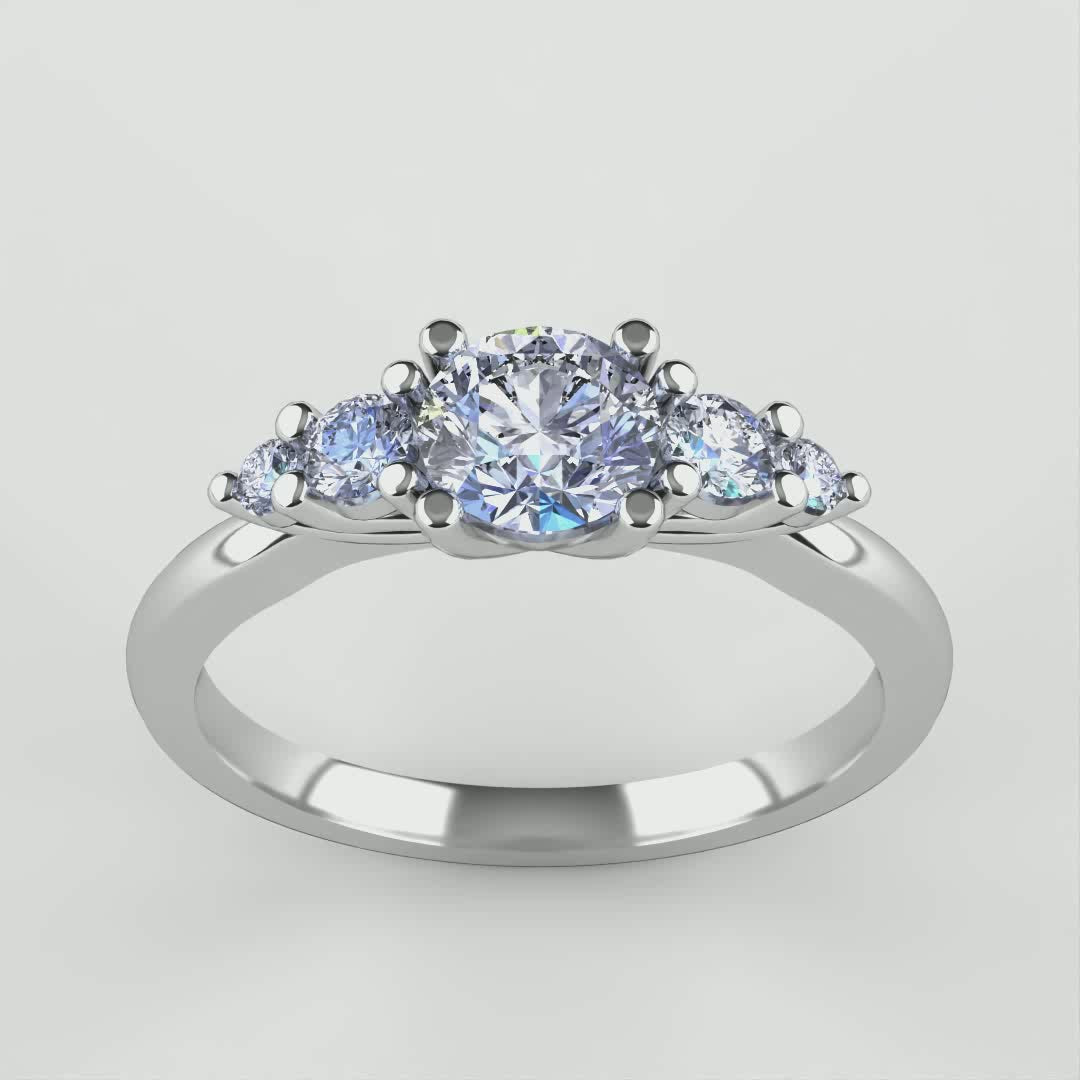 Caitlin - Round Cut 5 Stone Engagement Ring Setting