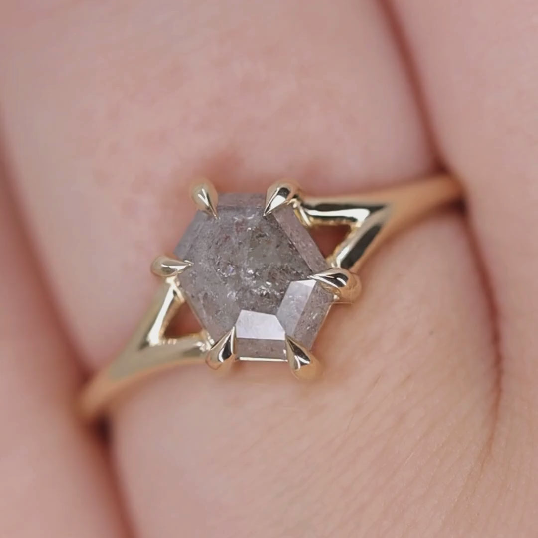 Niamh - Salt & Pepper Diamond Solitaire Ring Engagement Rings - Price On Application